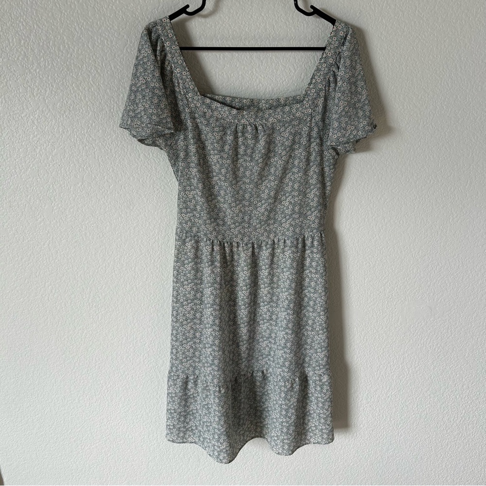 Monteau Cottagecore, Farmhouse, Square Neck Line, Floral Light Green Midi Dress - Picture 2 of 8